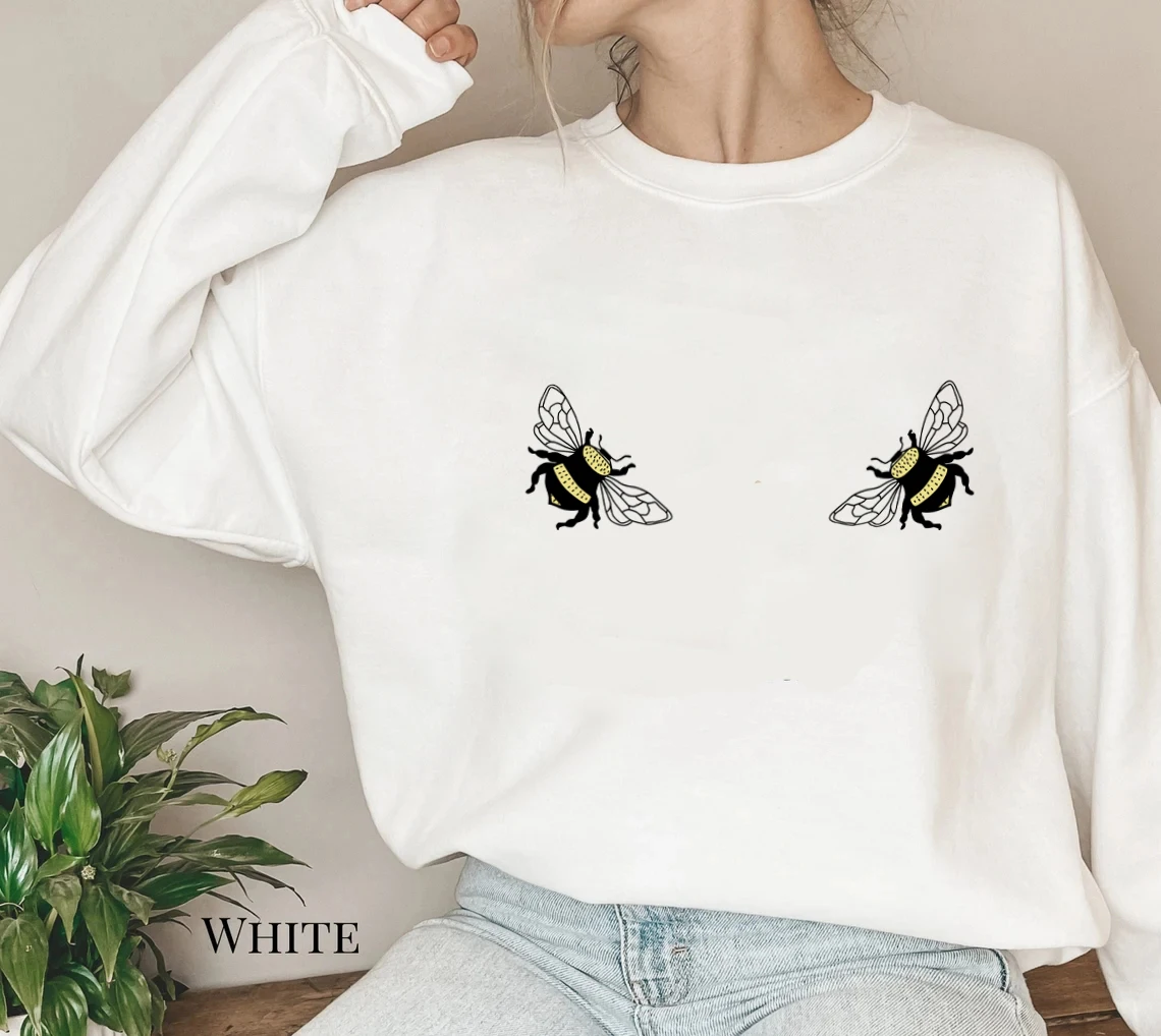 Фото Забавный Свитшот BOOBEE милые красочные пуловеры с пчелами женский модный