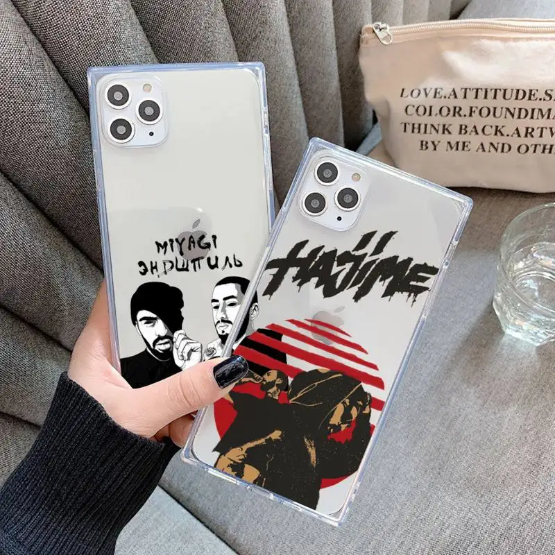 

Hajime MiyaGi Andy Panda Phone Case For iPhone 7 8 11 12 X XS XR MINI Pro Max Plus Clear Square Transparent