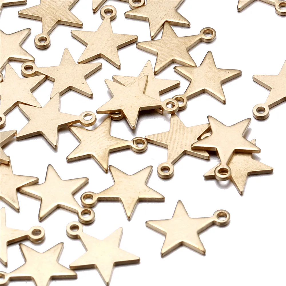 20 шт./лот простые латунные подвески в виде пятиконечной звезды подходят для