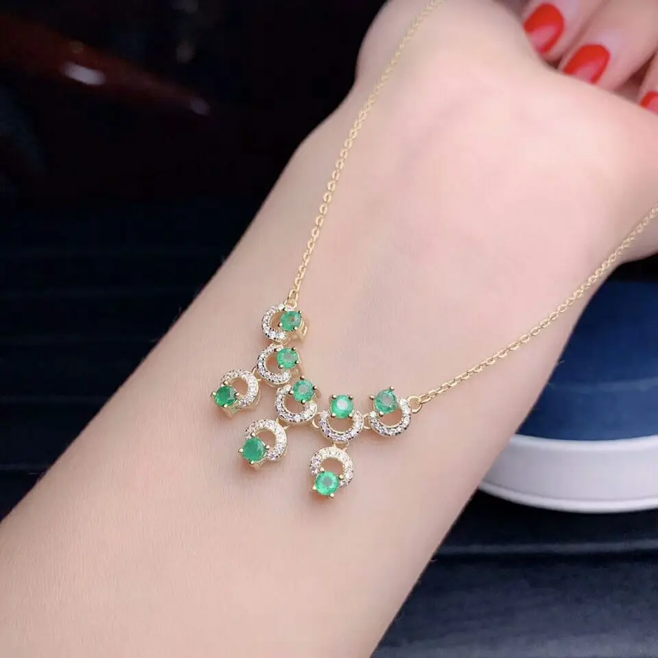 Роскошное ожерелье MeiBaPJ из натурального изумруда с подвеской в виде капли