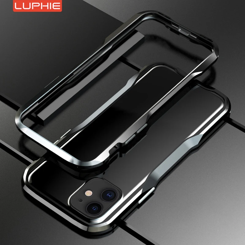 Новая версия Luphie Алюминиевый металлический защитный бампер рамка мужской чехол для IPhone 11 PRO Max X XS XR 6 6s 7 8 Plus чехол - Цвет: Черный