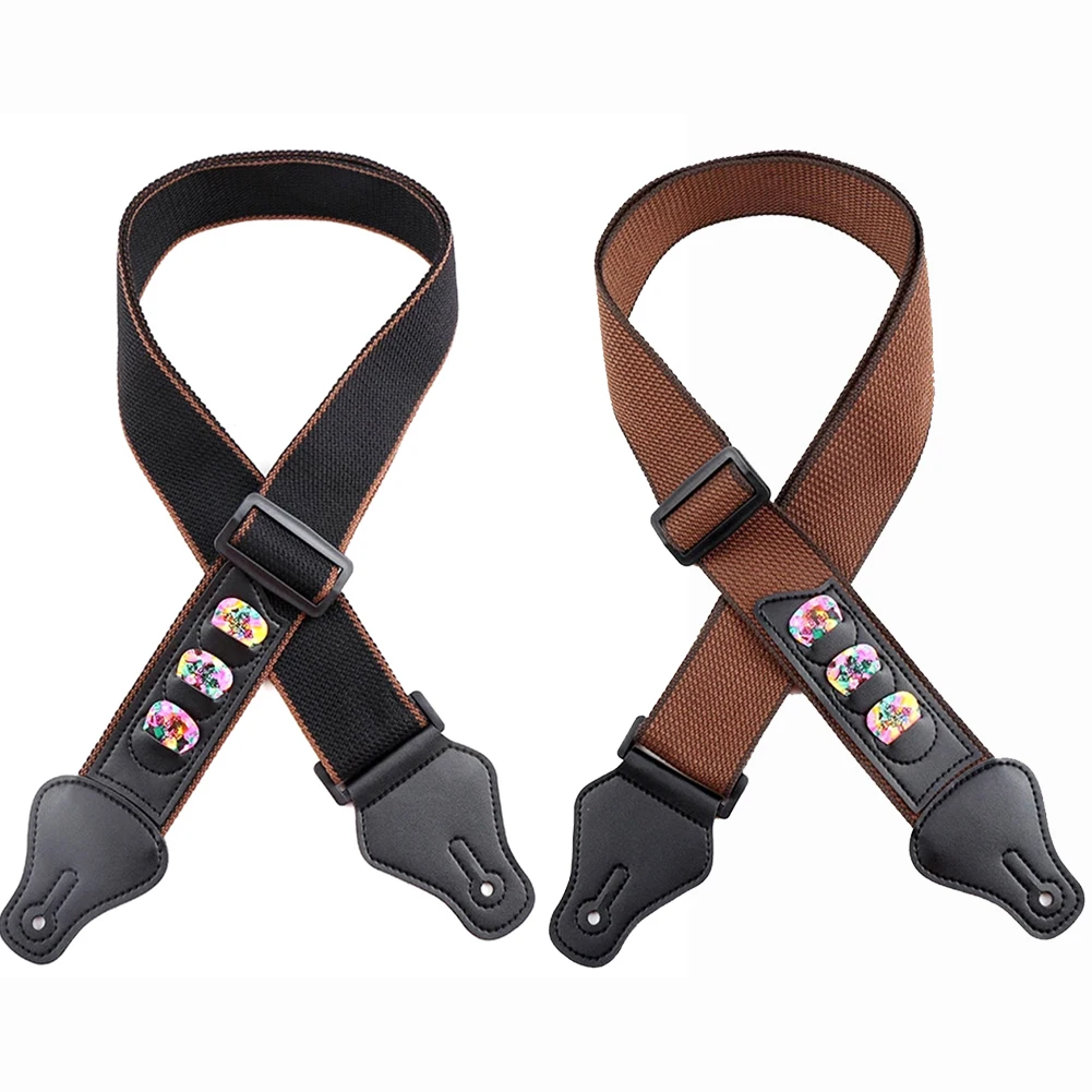 einstellbare reine baumwolle gitarre strap brown für akustische elektrische bass gitarre elektrische akustische gitarren musical zubehör fre