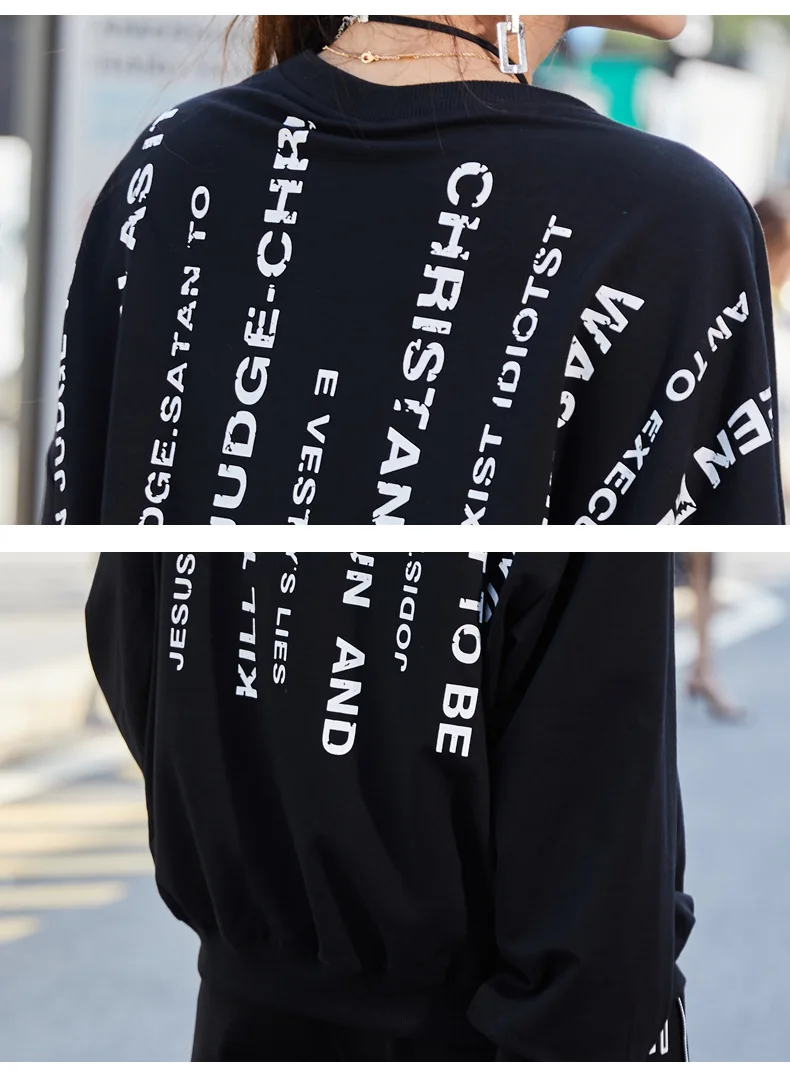 

Vefadisa Plus Size Letter Print Women Sweatshirt 2021 Spring Long Sleeve Pullover Coat Cotton Blend Women Sweatshirt QYF5071