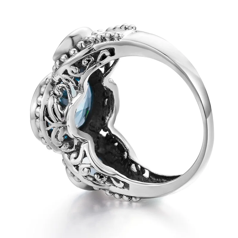 Аквамарин Для мужчин кольца из серебра 925 драгоценный камень Винтаж для wo тонкой
