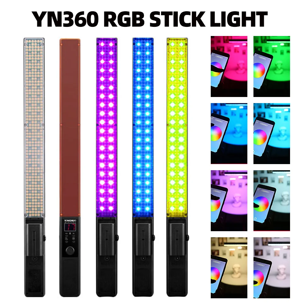 Ручной светодиодный светильник для видеосъемки YONGNUO YN360 3200k 5500k RGB красочный 39 5 см
