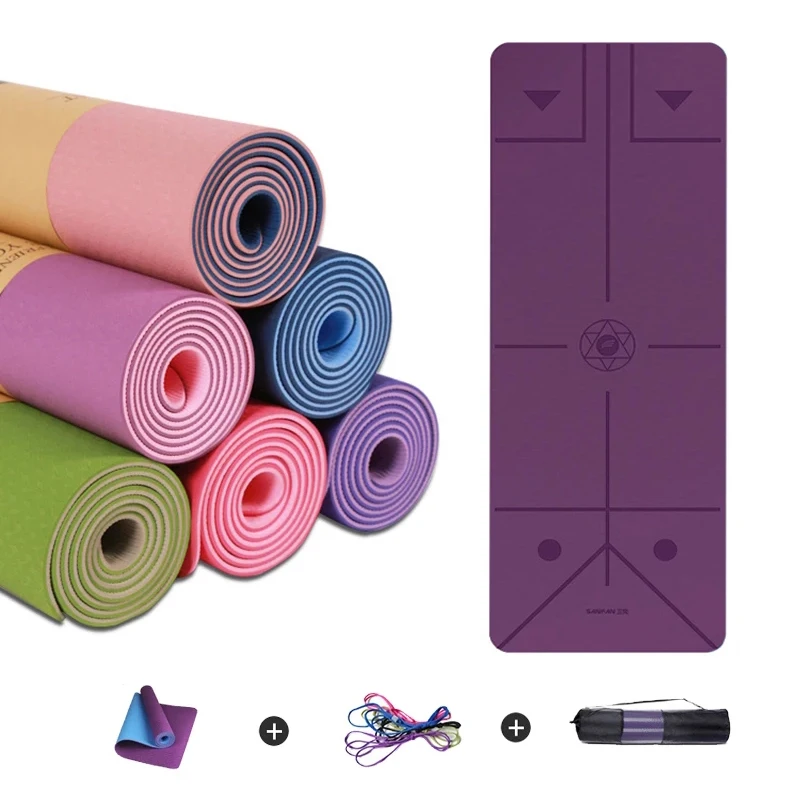 

TPE коврик для йоги для начинающих домашний фитнес-одеяло позиционирование линия Нескользящая микрофибра гимнастический коврик для йоги су...