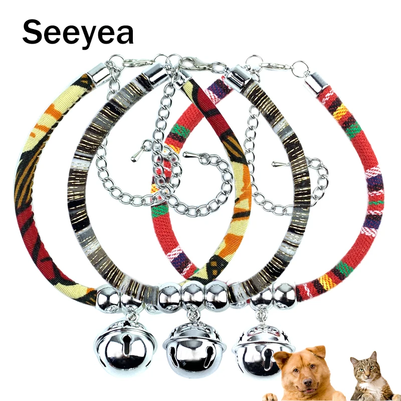 

Cats Bell Collar Necklace Color Pet Cat Collar Adjustable Collar Pet Cat Small And Medium Dog Calico Necklace With Bell Products