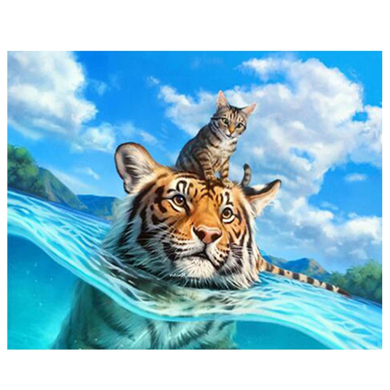 

5D DIY Diamond Embroidery 3D Diamond Painting Animal tiger Cross Stitch Needlework Home Decor Round drill love gift