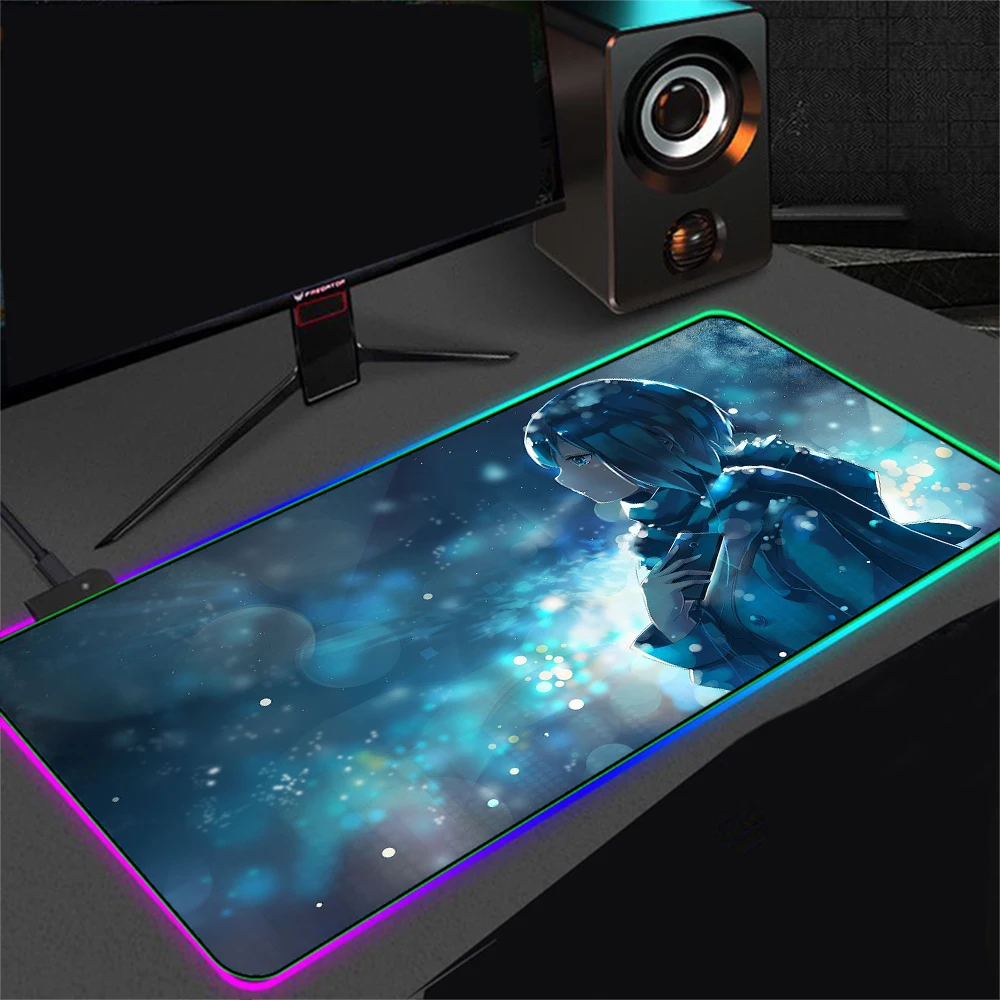 

Cute Anime RGB Gaming Mouse Pad Computer Mouse Pad LED Large Game Rubber Non-slip Mouse Pad PC Laptop Keyboard Desktop Carpet XL