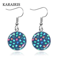 karairis handmade art jewelry craft fashion colorful heart drop earrings glass cabochon women earrings birthday valentine gifts