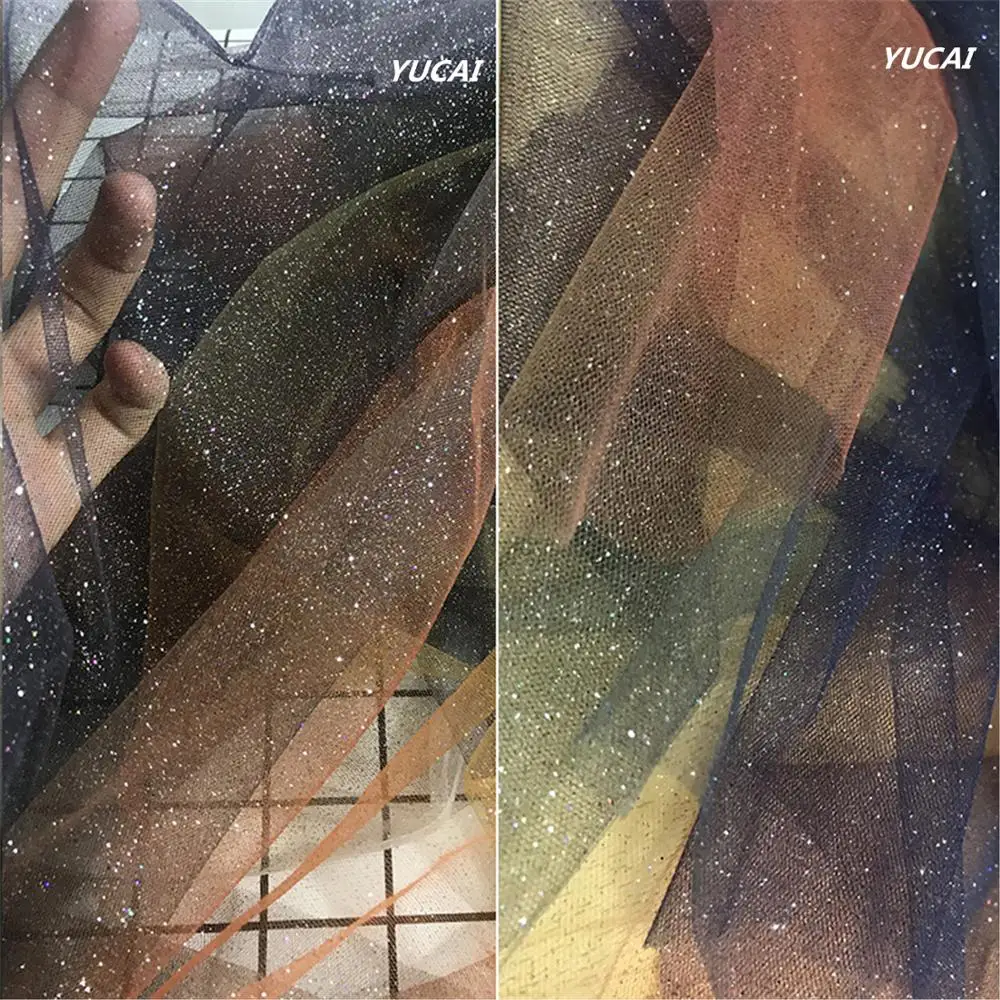 50x160 см тюль ткань оранжевый синий золотой градиент Сетка Ткань свадебное кружево