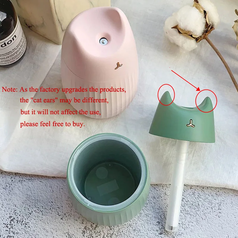 

Cute Cat Air Humidifier USB Ultrasonic Aromatherapy Diffuser Essential Oil Nebulisation For Car Home Mist Maker LED Light