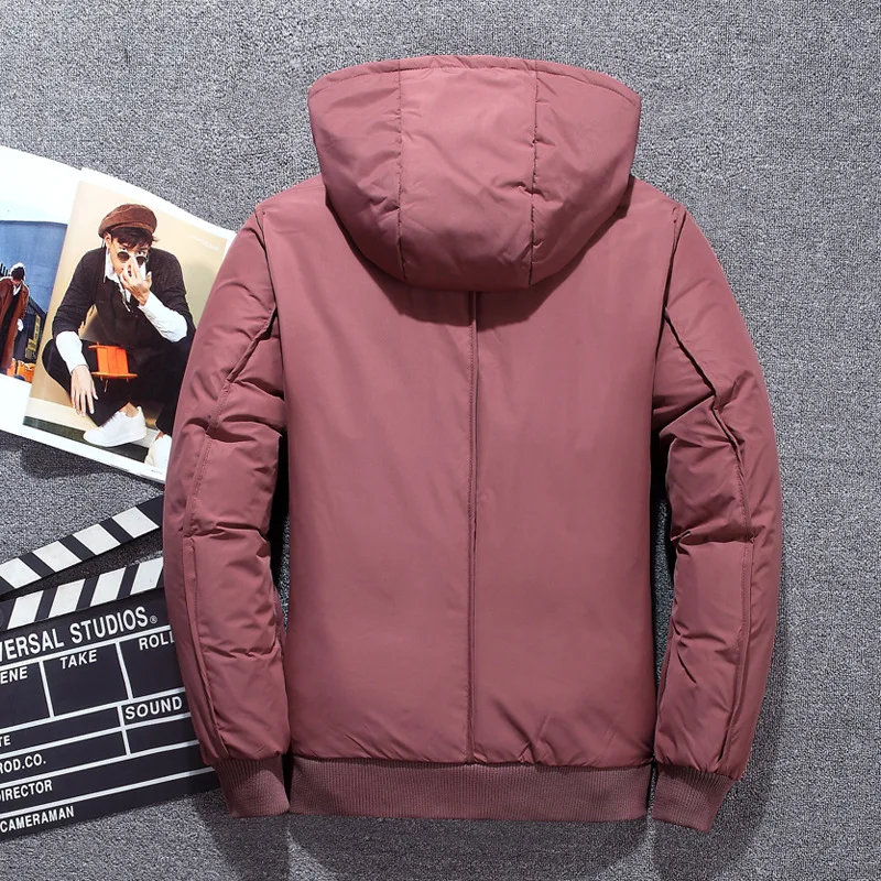 Мужской пуховик 3 цвета ветрозащитная верхняя одежда с капюшоном повседневные