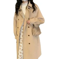 milk coffee color woolen jacket women winter new sweet and fresh college style milk loose and thin woolen coat lady m373