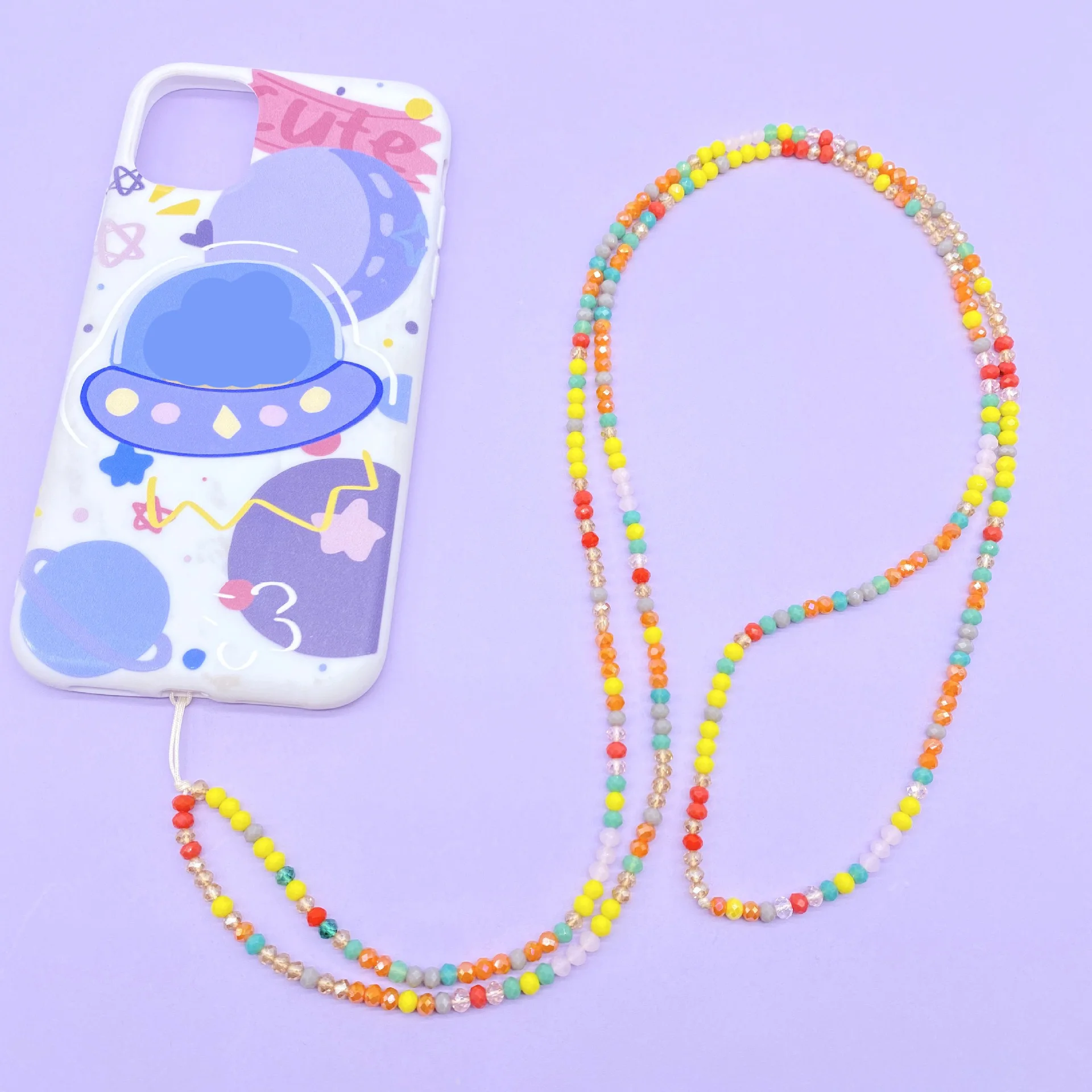 

Korean Fashion Mobile Phone Chain Decorationcan Multi-color Crystal Orange Chain with Mobile Phone Rope
