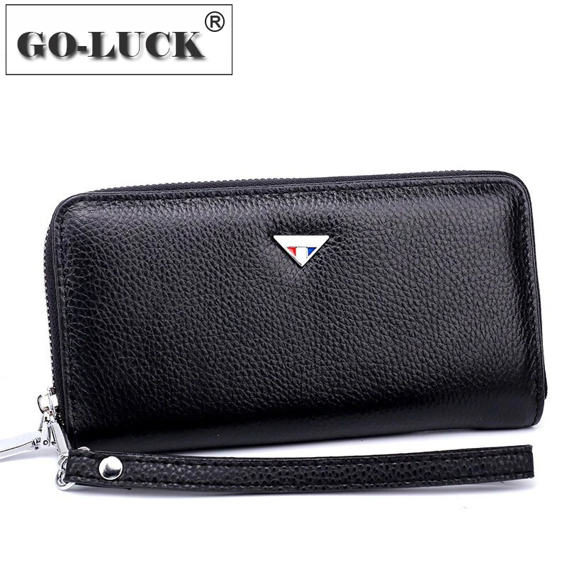 GO LUCK Бизнес бумажник Для мужчин из натуральной кожи Клатчи бумажники Воловья