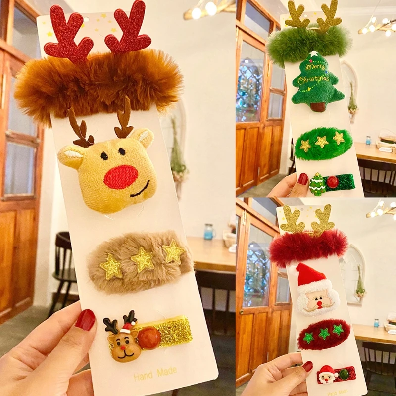 

Elastic Hair Ties Xmas Brooch Christmas Hair Ropes Ponytail Holder for Girls G5AE
