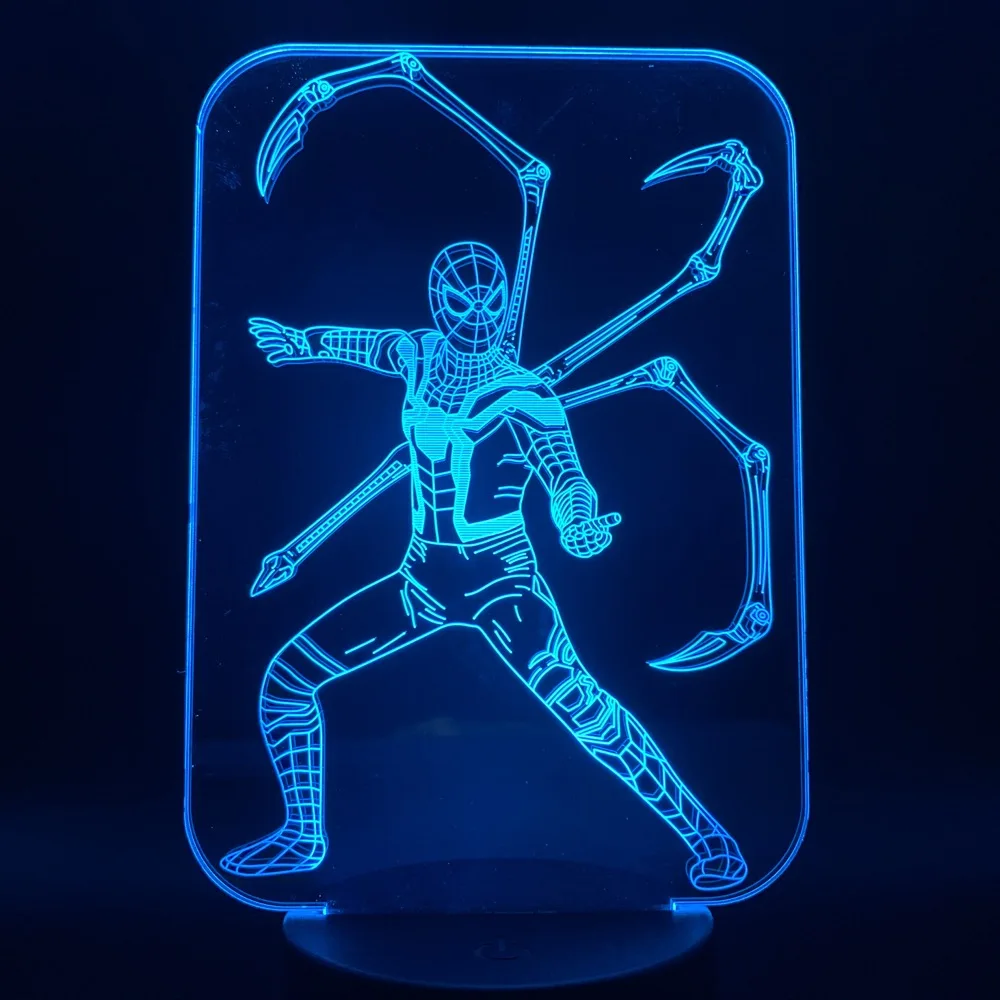 Мстители супергерой Человек паук 3D светильник меняющий цвет сенсорный Ночной