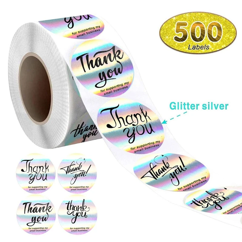 

2021 Новый 500 шт. благодарю вас за поддержку моего маленького деловые наклейки Радуга этикетки для печати стикер ручной работы для конфеты в п...