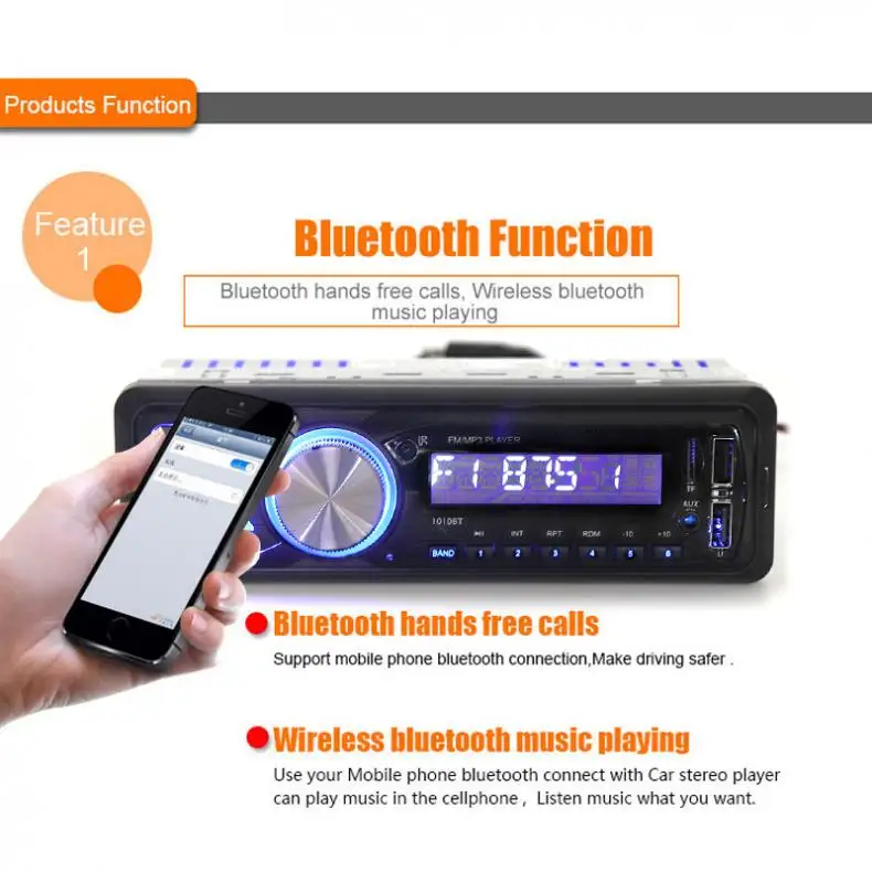 12 В Bluetooth Авто стерео радио автомобиль MP3 плеер Поддержка громкой связи FM Aux вход SD