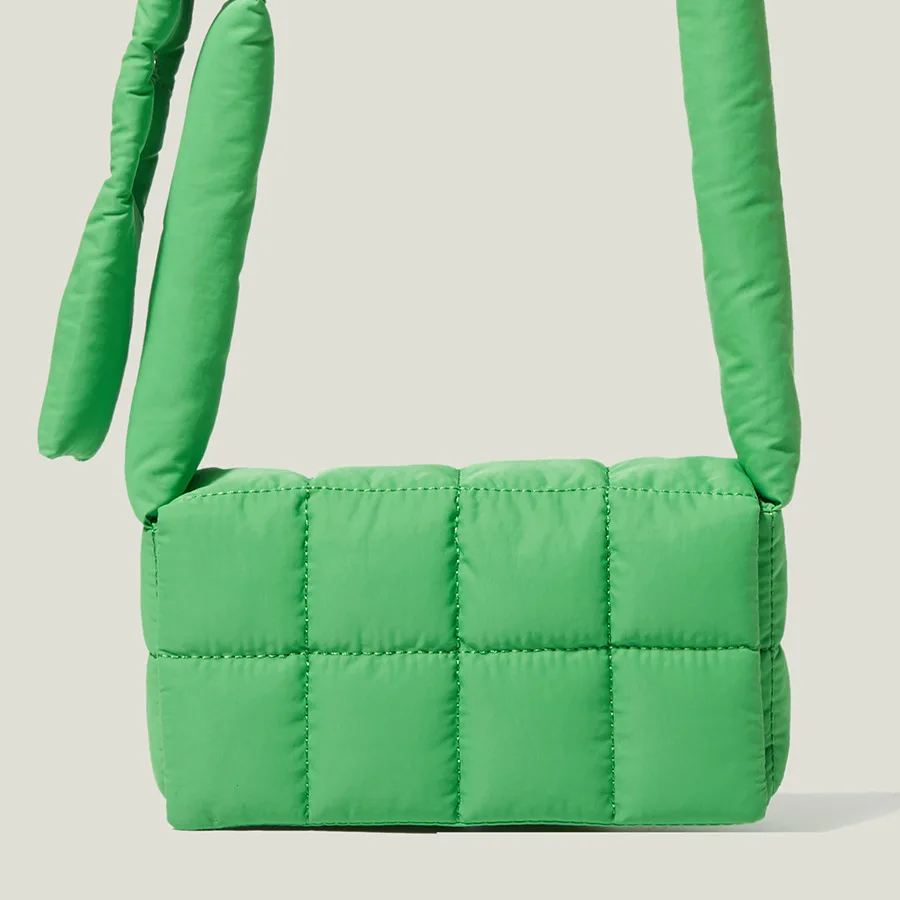 

New Space Bag Female Crossbody Shoulder Bag Solid Color Canvas Padded Woman Bag Cotton Down Quilted Bag Warm Winter Bag 2021