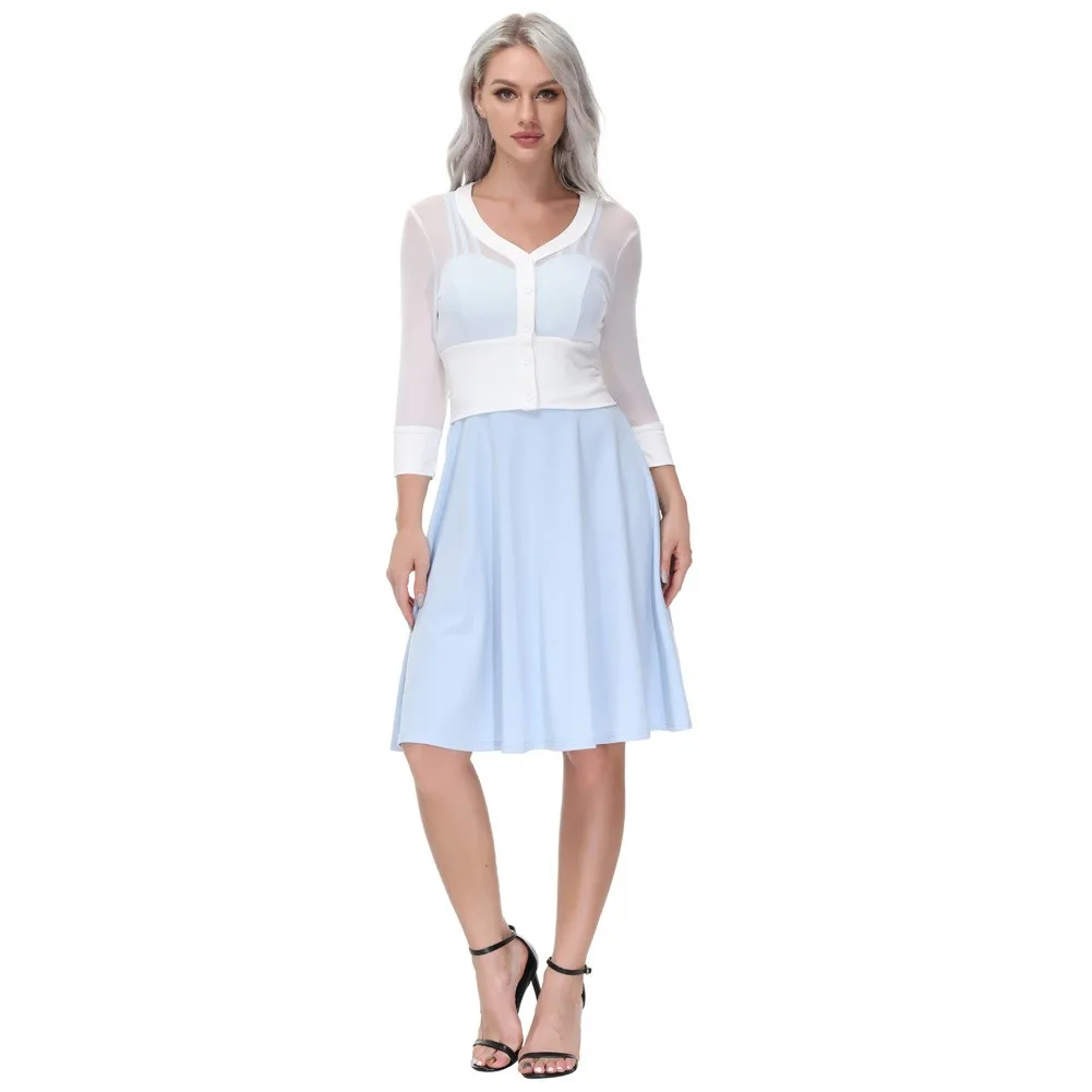 

Grace Karin Women's Mesh Fabric Shrug Cropped Tops 3/4 Sleeve V-Neck Button Plackets Ladies Brand Elegant Coats Fashion Tops New