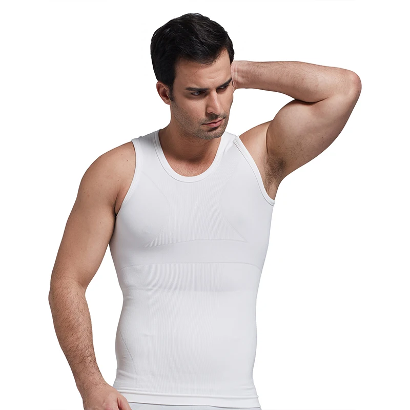 

Slimming Shaper Vest Men's Slim Underwear Body Shapewear Tummy Trimmer Posture Correct Shirt White Black