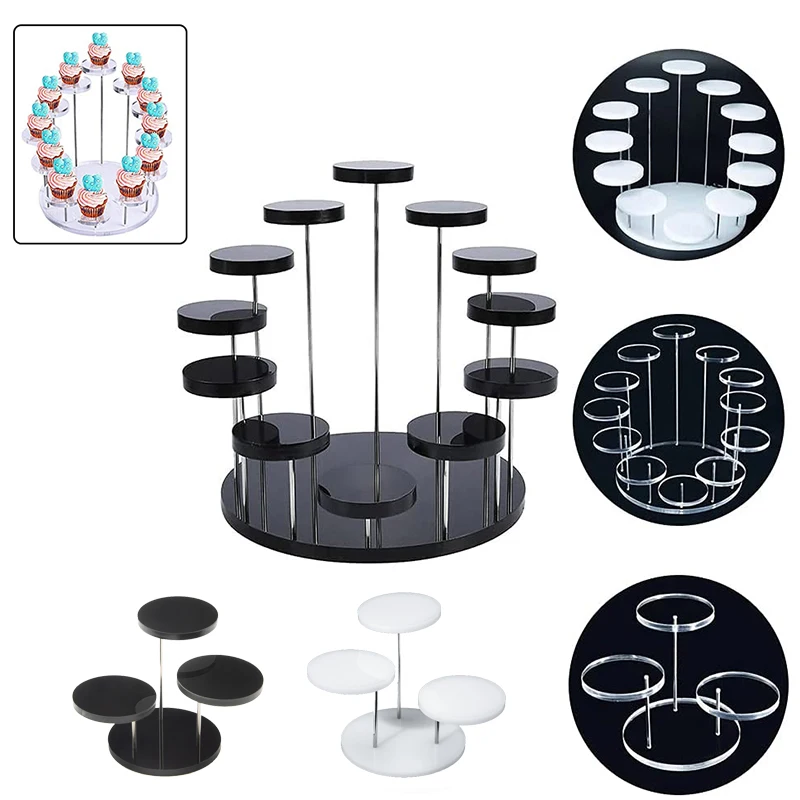 Акриловая витрина для кексов дома свадьбы дня рождения многослойная круглая
