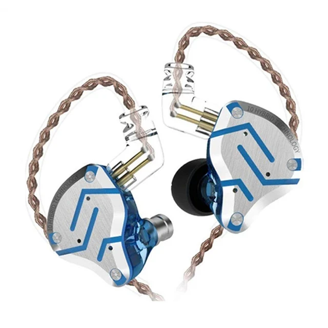 glare blue no mic KZ ZS10 PRO 1DD 4BA HIFI металлическая гарнитура, гибридные наушники в ухо, спортивные наушники с шумоподавлением - Цвет: glare blue no mic