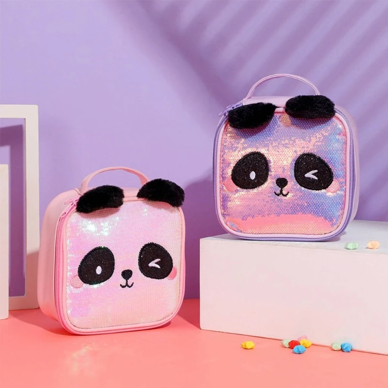 

Makeup Bag, Cute Panda Sequins Cosmetic Toiletry Storage Organiser Case with Compartment for Women Girls H9ED