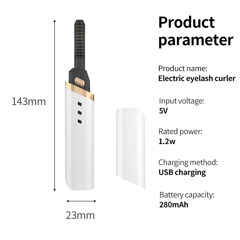 

2021 NEW Electric Heated Eyelash Curler USB Rechargeable Eyelashes Curler Quick Heating Natural Eyelash Curler Long Lasting