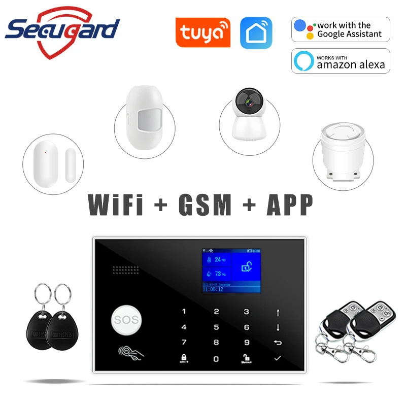 Система охранной сигнализации Smart Home Wi-Fi GSM дисплей с датчиком температуры и