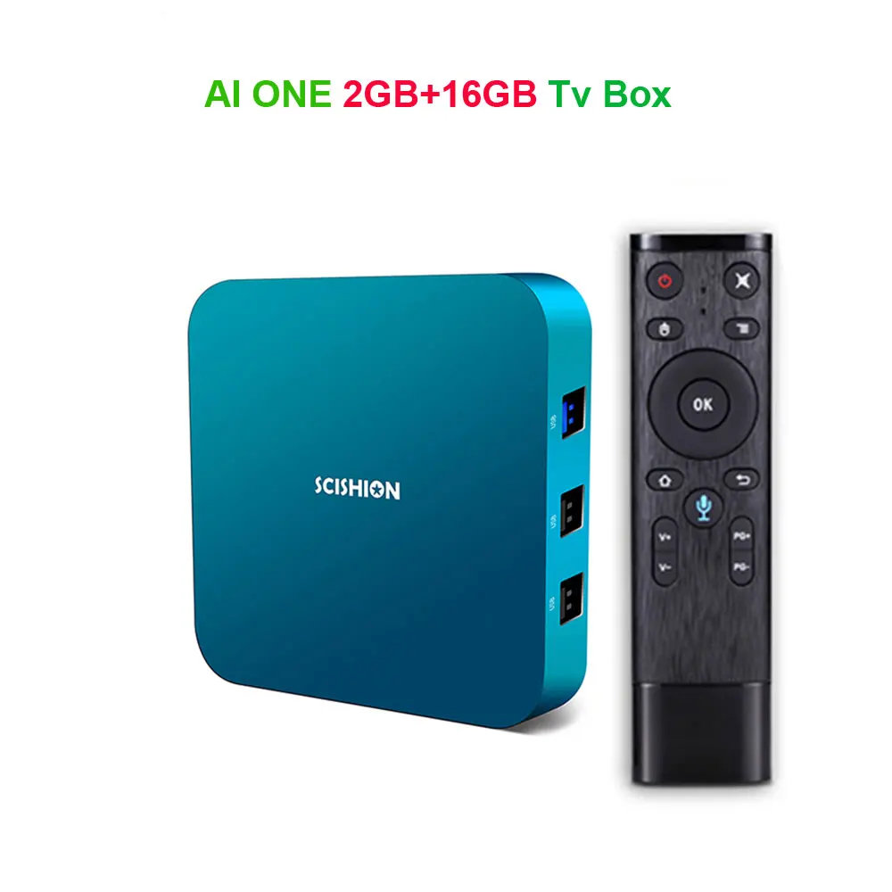 Smart android 8,1 ТВ приставка rk3328 HD 2,4G Wifi usb 3,0 bt4.0 медиаплеер 2+ 16 GB телеприставка с голосовым пультом дистанционного управления SCISHION