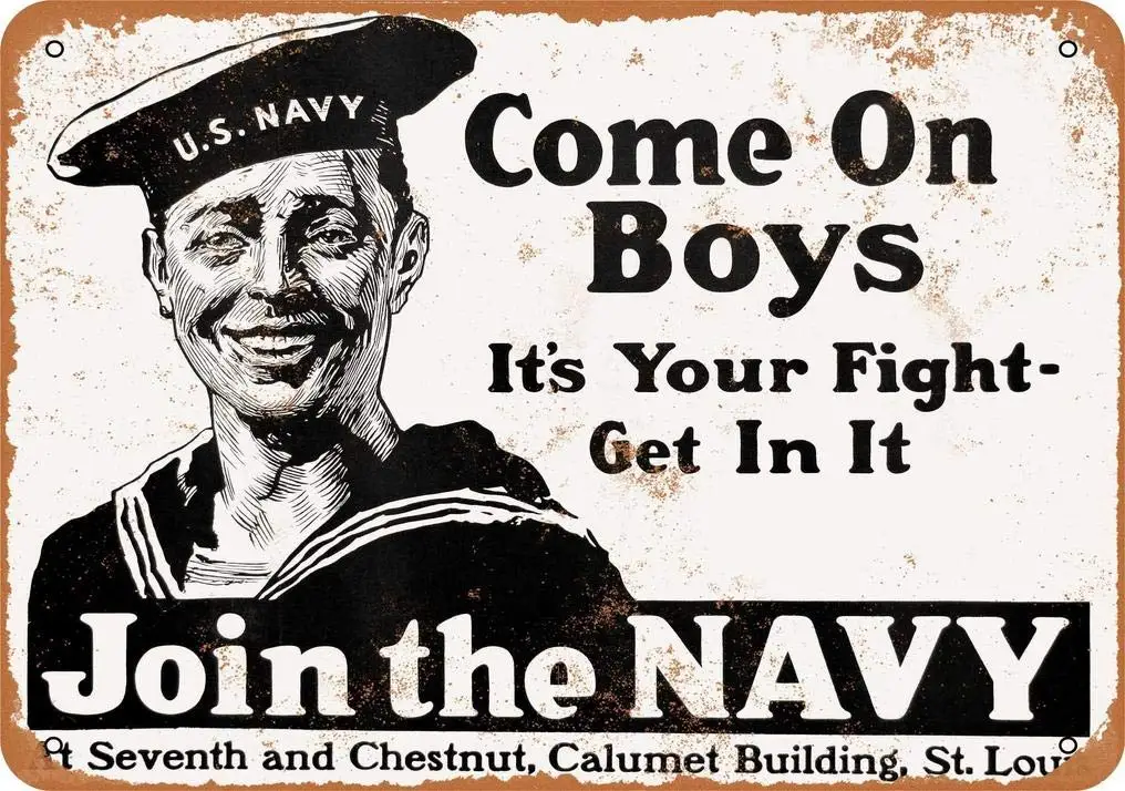 

8x12 Inches1919 Join The Navy in St. Louis Vintage Look Metal Sign