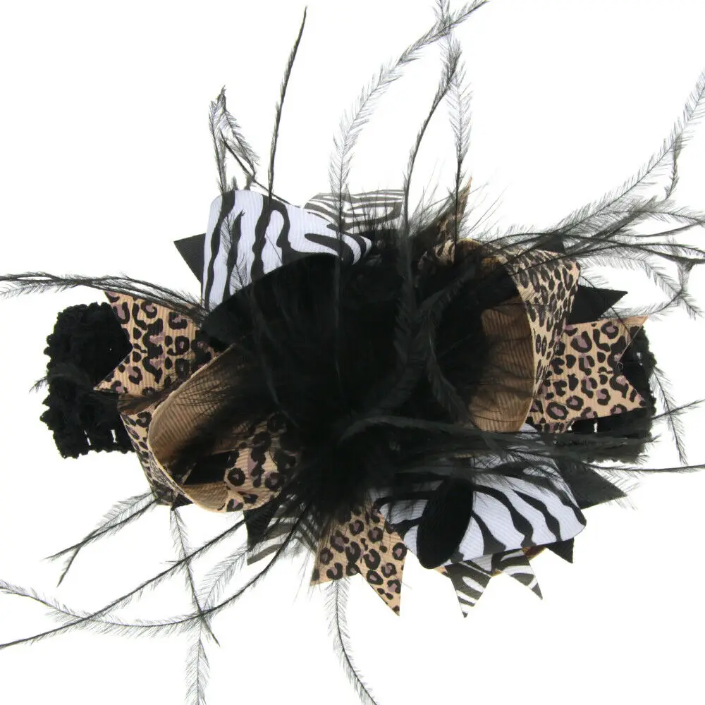 Модная Детская повязка на голову для девочек с перьями в виде цветка волос
