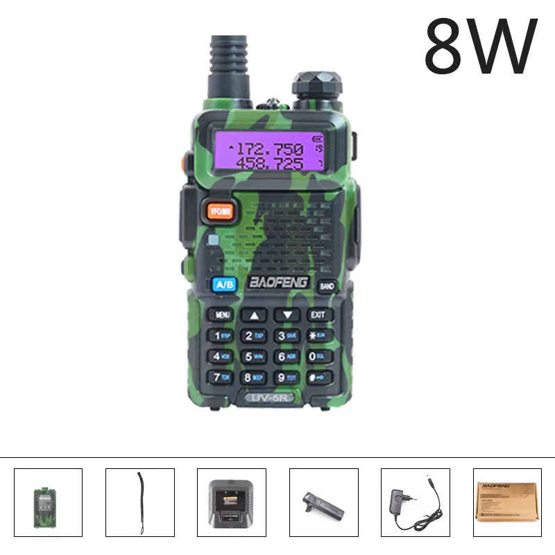 

Walkie Talkie UV5R Camouflage Two-way Radio Baofeng UV 5R Radio Walkie-talkie Powerful 8W VHF/UHF for Hunting 10KM UV82 UV8H
