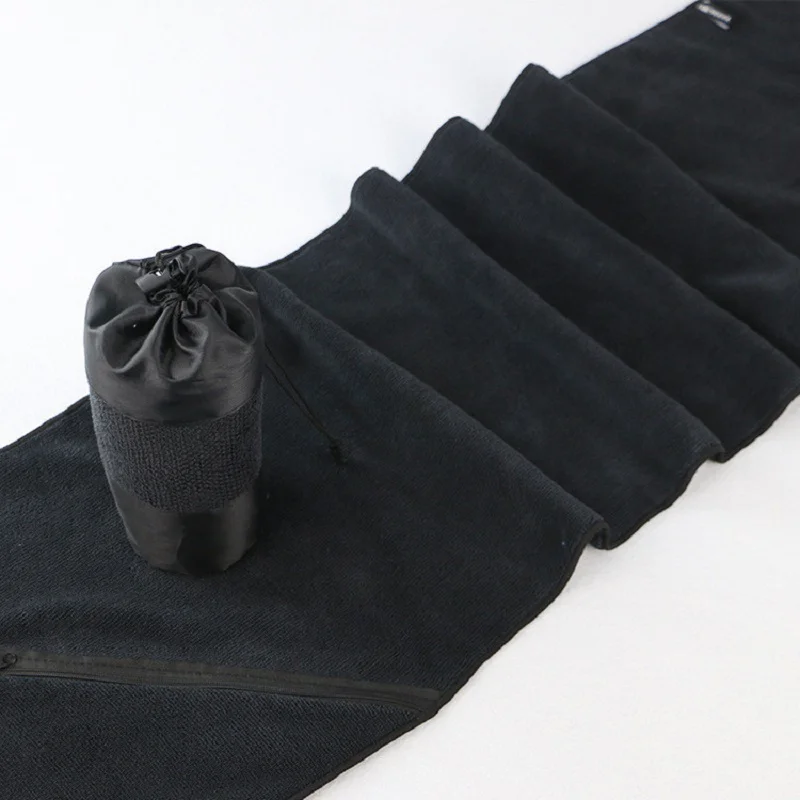 30*110 см спортивное полотенце из микрофибры с карманом на молнии для ключей