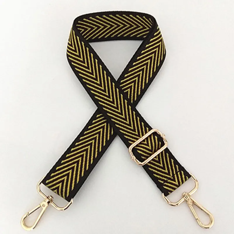 gold gold buckle Для женщин DIY сумка Широкий ремень сумки Сумка через плечо Декоративная Сумка "Почтальон" на ремне Регулируемая сумка ремень полосатый нейлоновый ремешок Лидер продаж - Цвет: gold gold buckle