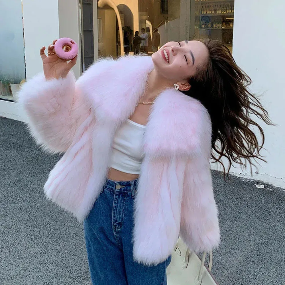 Женская короткая шуба из искусственного меха Элегантная лисьего Осень-зима |