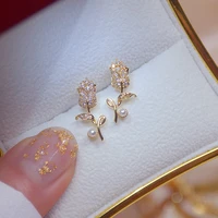 2021 fashion gold clip earrings for lovely women vintage luxury crystal flowers ear cuff girls jewerly gifts wholesale e026