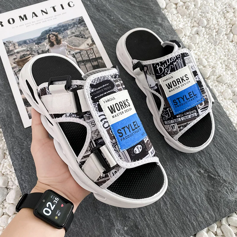 

YMT luxury men's outdoor leisure slippers dual-use leisure popular logo slippers mesh fabric comfortable camouflage shoes