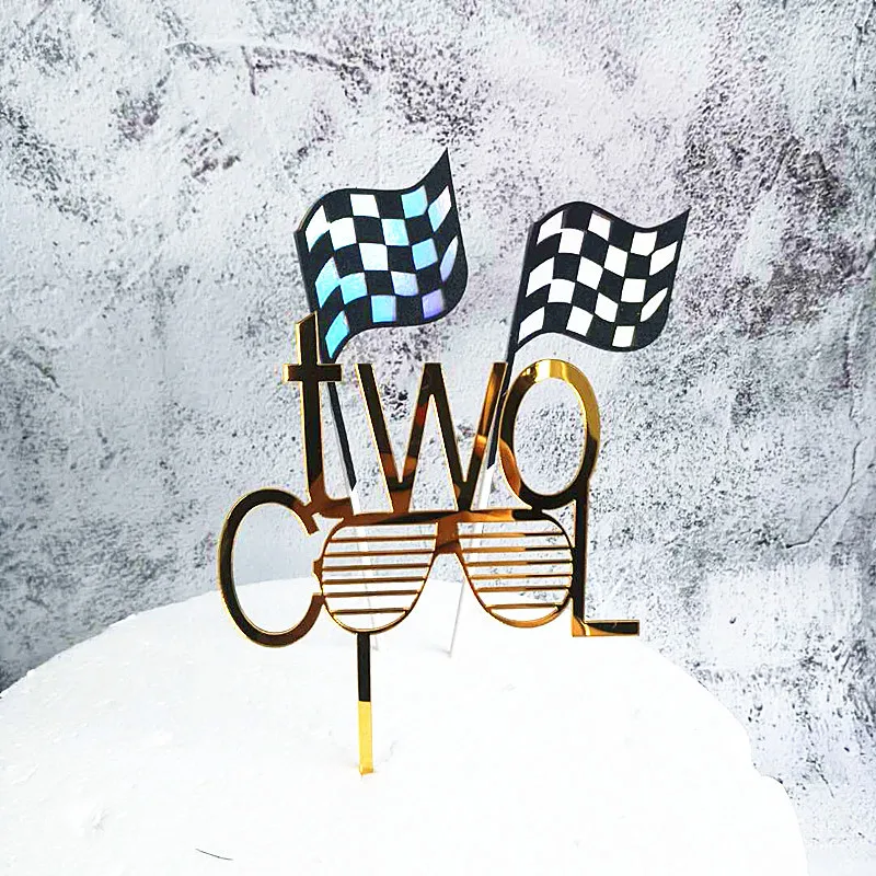 Детский акриловый душ два классных Топпер для торта С Днем Рождения милые флаги F1