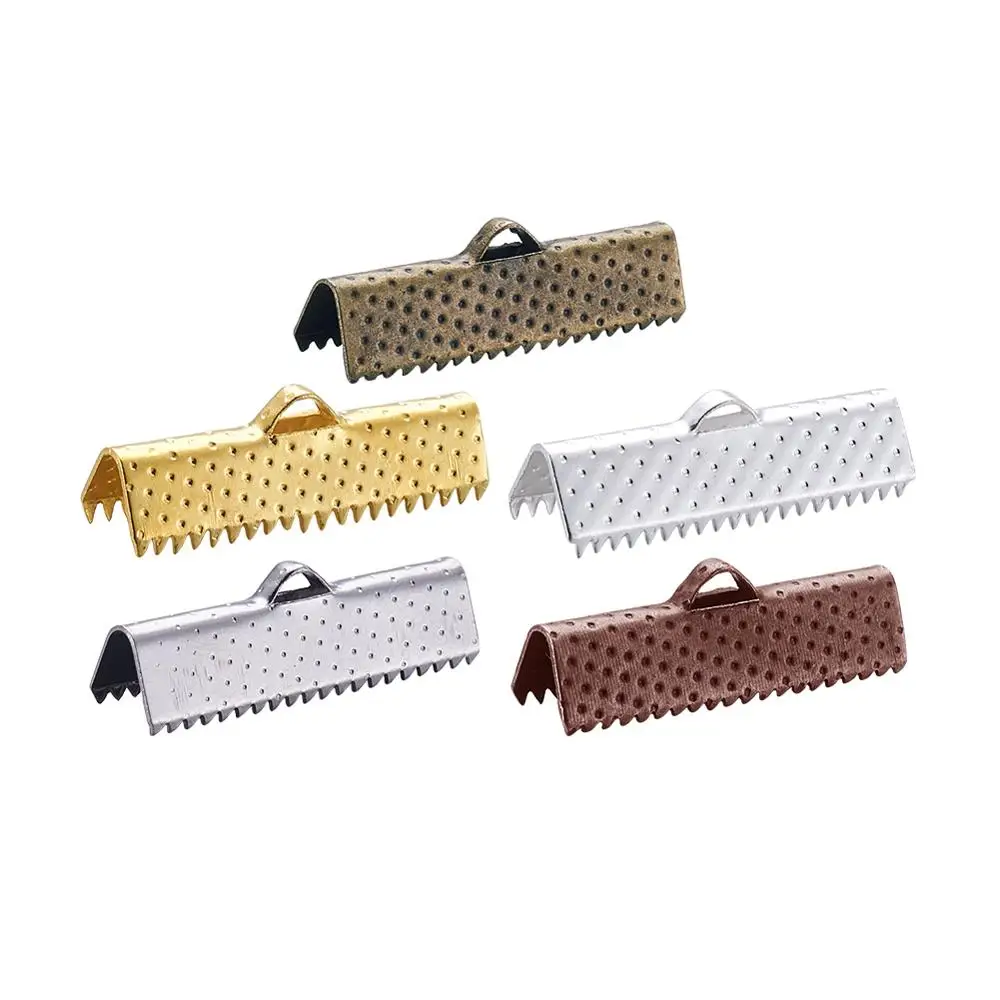 

25mm Iron Ribbon Ends, Mixed Color Hole: 1mm; about 230pcs/200g