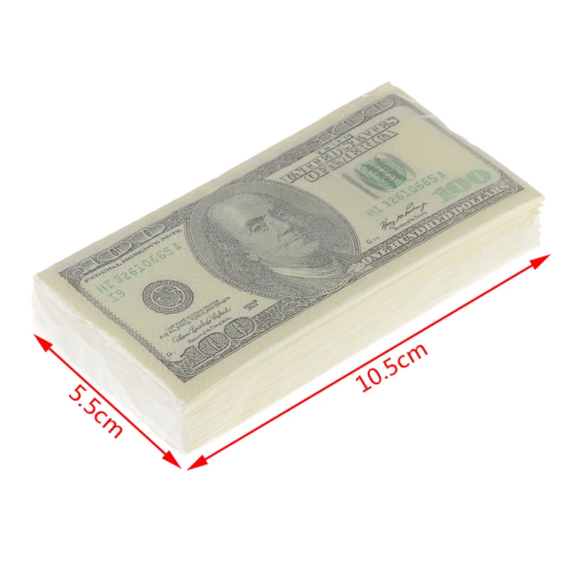 

10Pcs/Set Creative Funny 100 Dollars Money Printed Paper Napkins Thick Toilet Tissue Paper Party Supplies