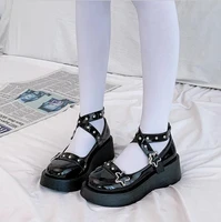 lolita shoes star buckle mary janes shoes women cross tied platform shoes patent leather girls shoes rivet casual shoes 8570n