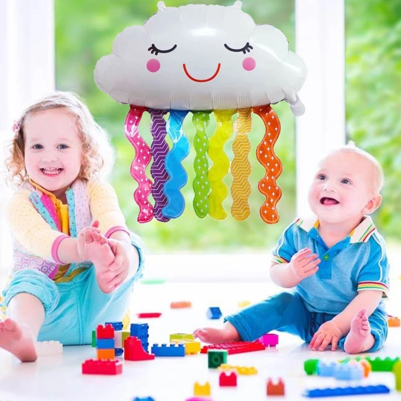 

Rainbow Cloud Shaped Mylar Foil Balloons Birthday Baby Shower Themed Party Decorations Smiling Tassels Balloon 87HD