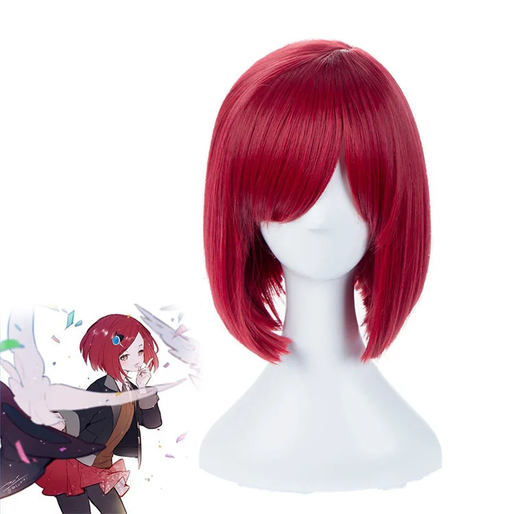 

Данганронпа V3 быстрая съемка Yumeno Himiko Rode Korte Pruik Косплей Kostuum Dangan Ronpa Hittebestendige Haar пояс