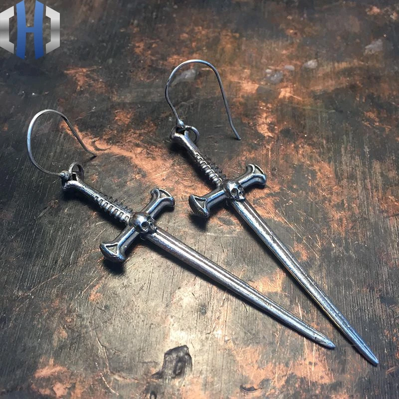Оригинальный меч ручной работы серьги 925 пробы Серебряные Персонализация сделай