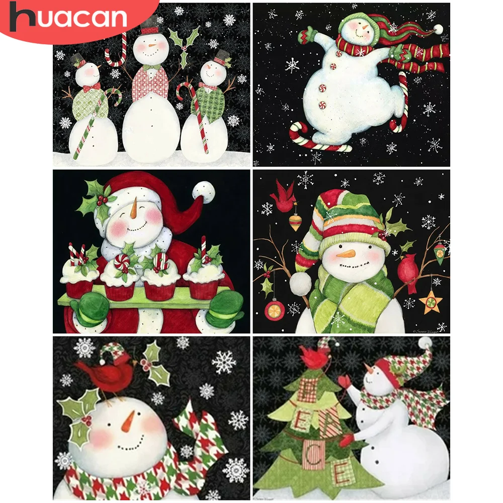 

HUACAN DIY Diamond Painting Christmas Picture Of Rhinestone Winter Diamond Embroidery Cross Stitch Snowman Handwork Home Decor