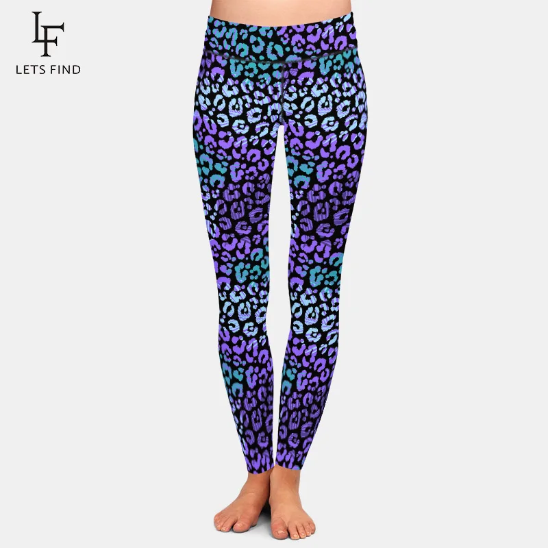 LETSFIND 2020 Hot Sales 3D Leopard Print and Leaves Pattern Sexy Leggings High Waist  Women Fitness Soft Slim Pants